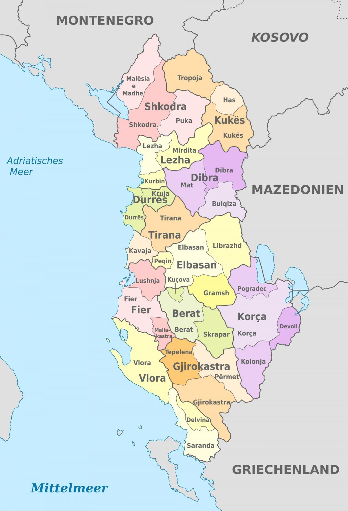 नक्शे के राजनीतिक अल्बानिया